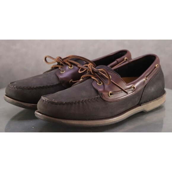 Rockport Men's Boat Shoes Size 12 M Engineered Nubuck Leather Black Brown